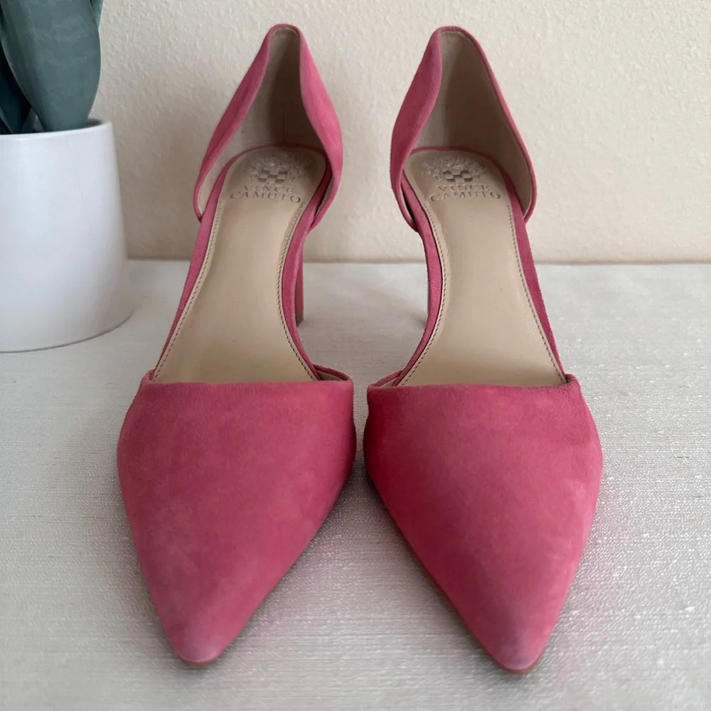 Vince Camuto Renny Geranium Pink Suede Pointed Toe D’orsay Pumps Women’s 10M - Picture 4 of 13